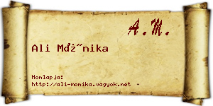 Ali Mónika névjegykártya